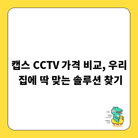 캡스 CCTV 가격 비교, 우리 집에 딱 맞는 솔루션 찾기