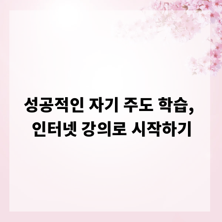 성공적인 자기 주도 학습, 인터넷 강의로 시작하기