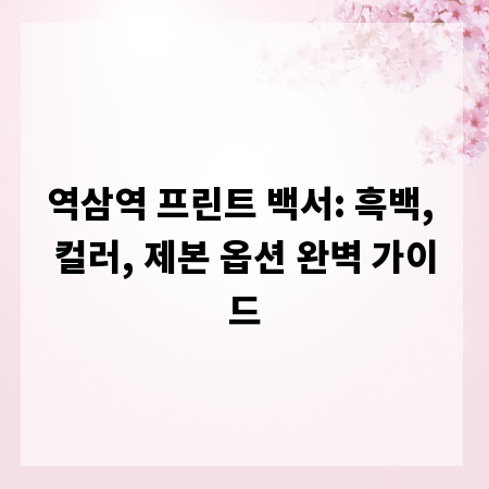 역삼역 프린트 백서: 흑백, 컬러, 제본 옵션 완벽 가이드