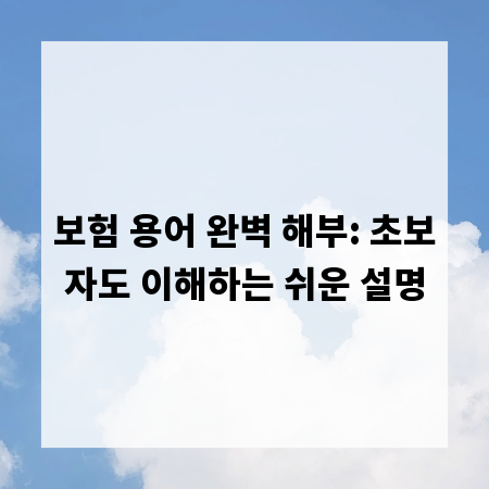 보험 용어 완벽 해부: 초보자도 이해하는 쉬운 설명