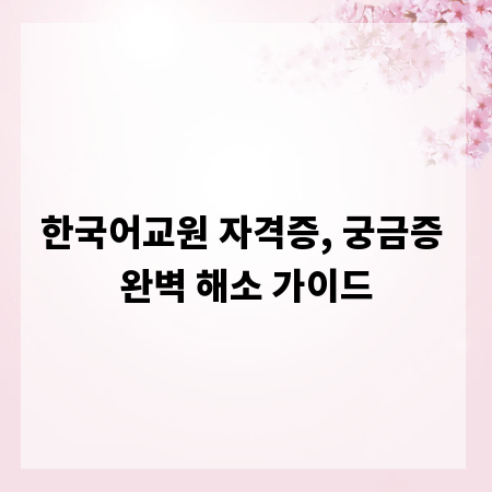 한국어교원 자격증, 궁금증 완벽 해소 가이드