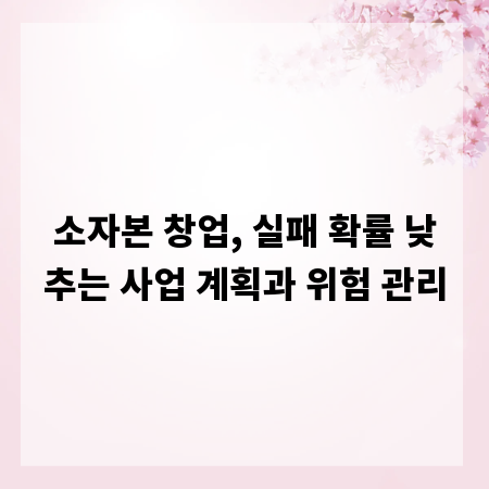 소자본 창업, 실패 확률 낮추는 사업 계획과 위험 관리