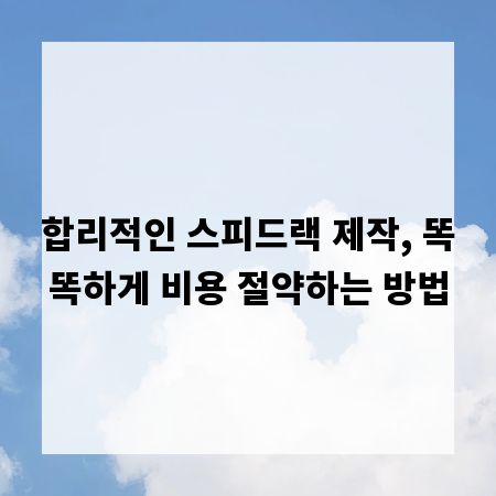 합리적인 스피드랙 제작, 똑똑하게 비용 절약하는 방법