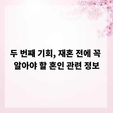 두 번째 기회, 재혼 전에 꼭 알아야 할 혼인 관련 정보
