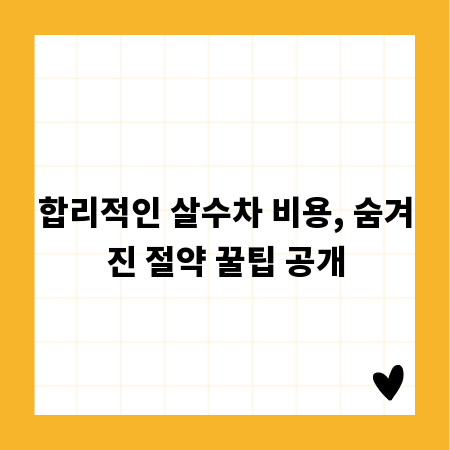 합리적인 살수차 비용, 숨겨진 절약 꿀팁 공개