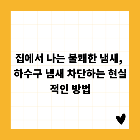 집에서 나는 불쾌한 냄새, 하수구 냄새 차단하는 현실적인 방법