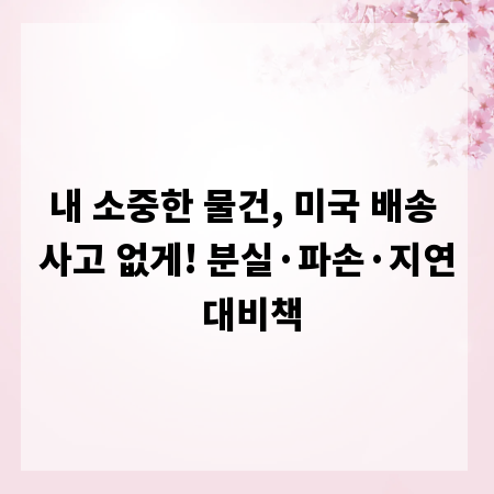 내 소중한 물건, 미국 배송 사고 없게! 분실&middot;파손&middot;지연 대비책