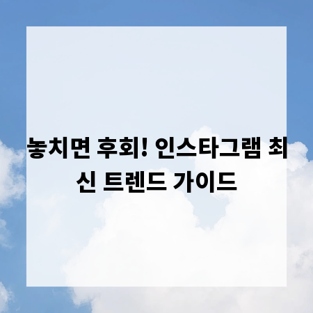 놓치면 후회! 인스타그램 최신 트렌드 가이드