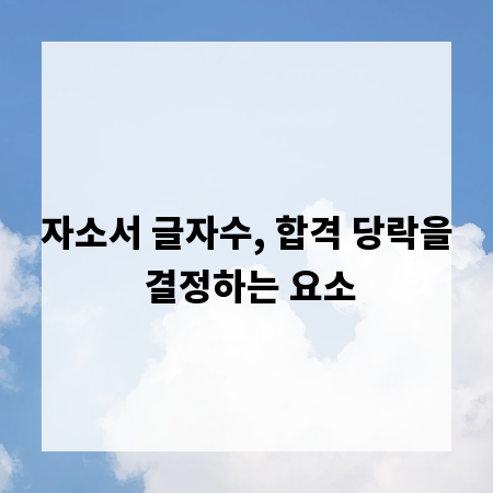 자소서 글자수, 합격 당락을 결정하는 요소