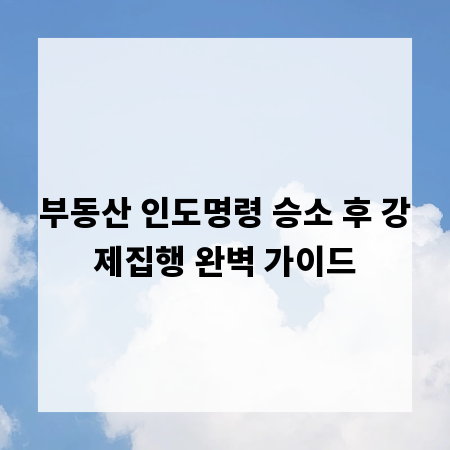 부동산 인도명령 승소 후 강제집행 완벽 가이드