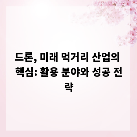 드론, 미래 먹거리 산업의 핵심: 활용 분야와 성공 전략