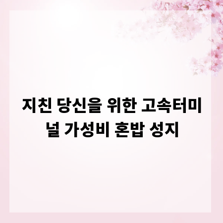 지친 당신을 위한 고속터미널 가성비 혼밥 성지