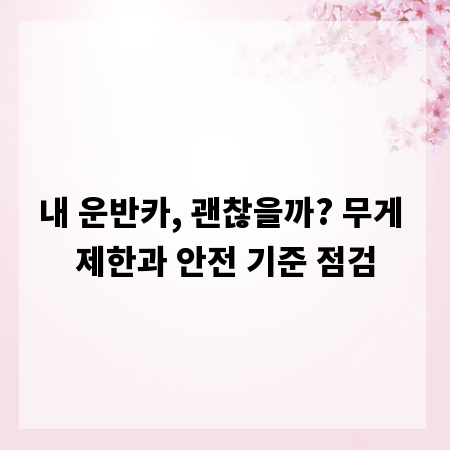 내 운반카, 괜찮을까? 무게 제한과 안전 기준 점검