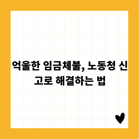 억울한 임금체불, 노동청 신고로 해결하는 법