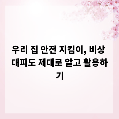 우리 집 안전 지킴이, 비상 대피도 제대로 알고 활용하기