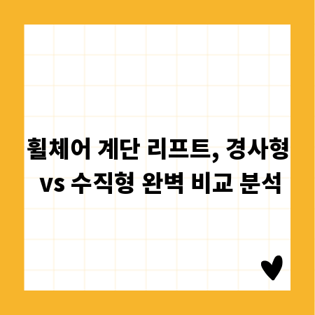 휠체어 계단 리프트, 경사형 vs 수직형 완벽 비교 분석