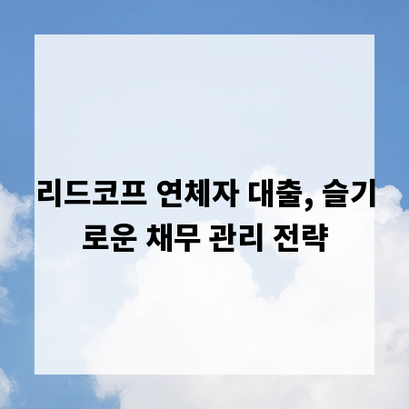 리드코프 연체자 대출, 슬기로운 채무 관리 전략