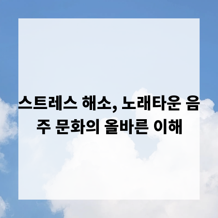 스트레스 해소, 노래타운 음주 문화의 올바른 이해