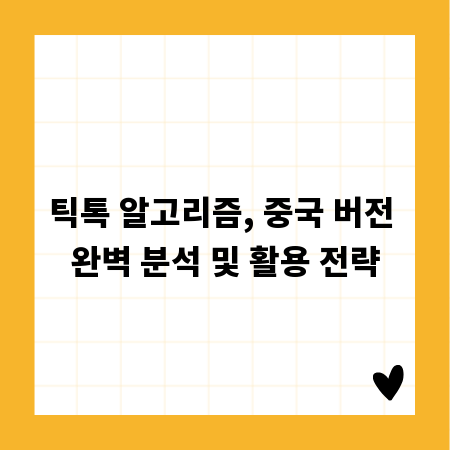 틱톡 알고리즘, 중국 버전 완벽 분석 및 활용 전략