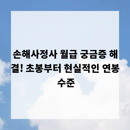 손해사정사 월급 궁금증 해결! 초봉부터 현실적인 연봉 수준