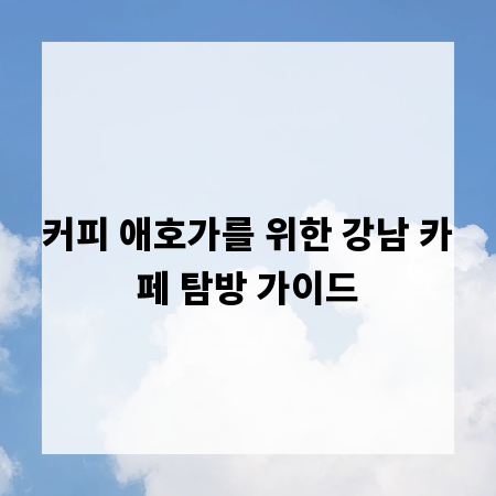 커피 애호가를 위한 강남 카페 탐방 가이드