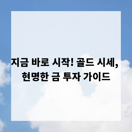 지금 바로 시작! 골드 시세, 현명한 금 투자 가이드