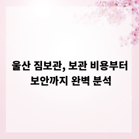 울산 짐보관, 보관 비용부터 보안까지 완벽 분석