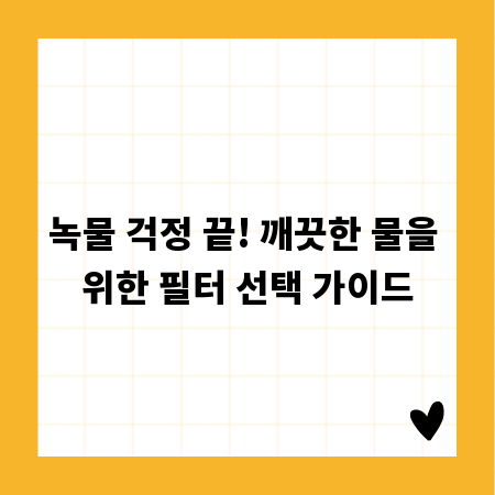 녹물 걱정 끝! 깨끗한 물을 위한 필터 선택 가이드