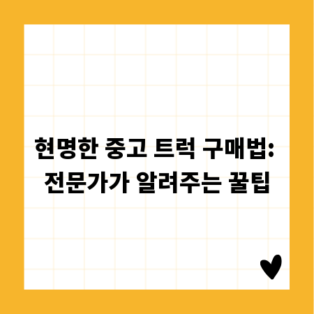 현명한 중고 트럭 구매법: 전문가가 알려주는 꿀팁