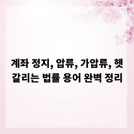 계좌 정지, 압류, 가압류, 헷갈리는 법률 용어 완벽 정리