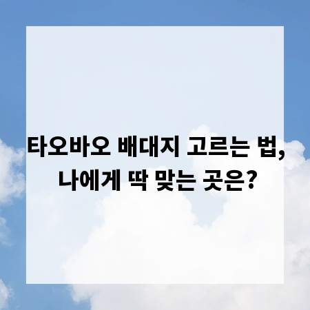 타오바오 배대지 고르는 법, 나에게 딱 맞는 곳은?