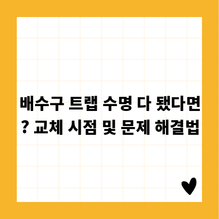 배수구 트랩 수명 다 됐다면? 교체 시점 및 문제 해결법