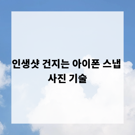 인생샷 건지는 아이폰 스냅 사진 기술