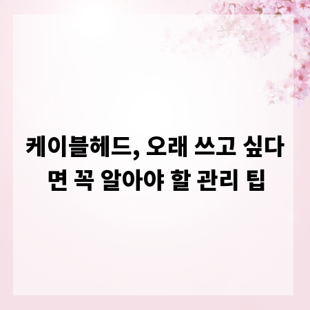 케이블헤드, 오래 쓰고 싶다면 꼭 알아야 할 관리 팁