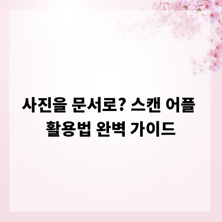 사진을 문서로? 스캔 어플 활용법 완벽 가이드