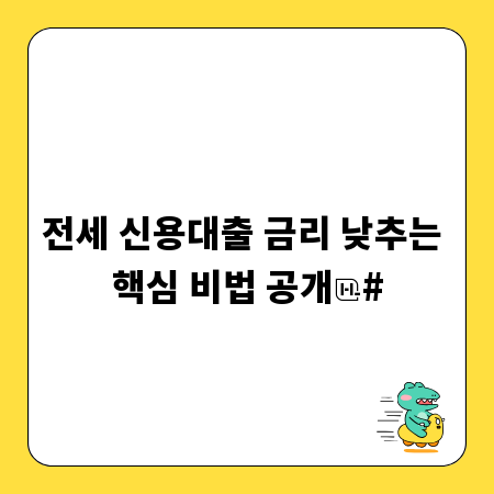 전세 신용대출 금리 낮추는 핵심 비법 공개
#