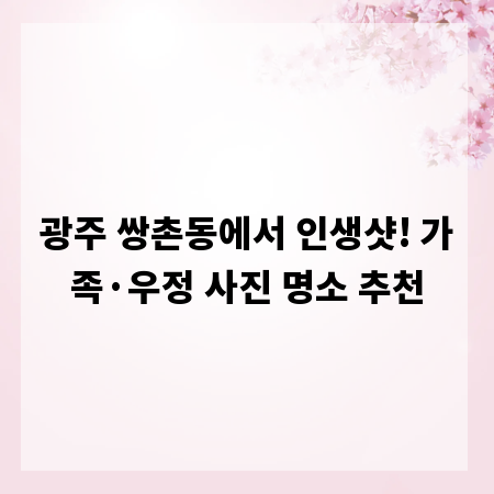 광주 쌍촌동에서 인생샷! 가족·우정 사진 명소 추천