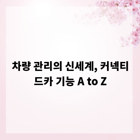 차량 관리의 신세계, 커넥티드카 기능 A to Z