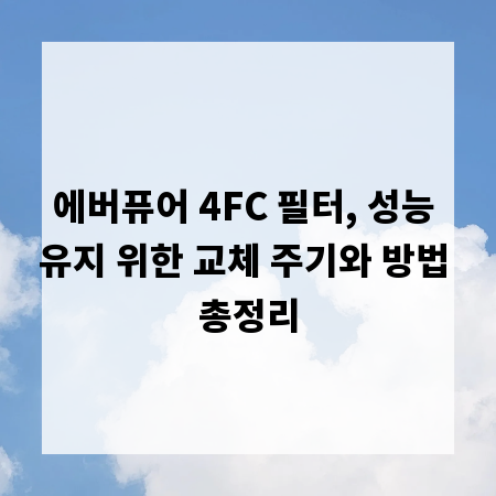 에버퓨어 4FC 필터, 성능 유지 위한 교체 주기와 방법 총정리