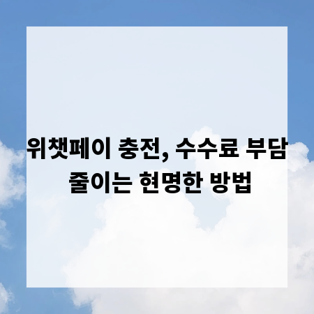 위챗페이 충전, 수수료 부담 줄이는 현명한 방법
