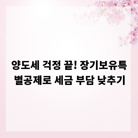 양도세 걱정 끝! 장기보유특별공제로 세금 부담 낮추기
