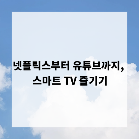 넷플릭스부터 유튜브까지, 스마트 TV 즐기기