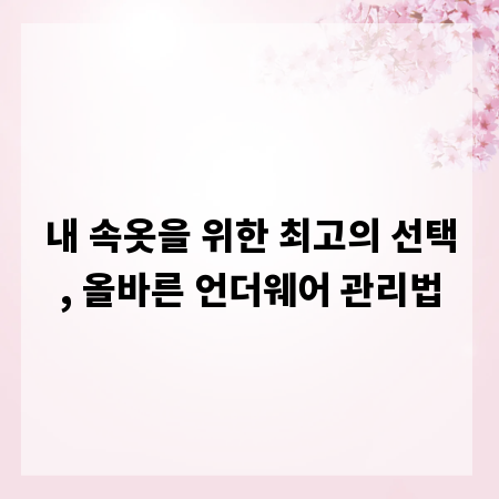내 속옷을 위한 최고의 선택, 올바른 언더웨어 관리법