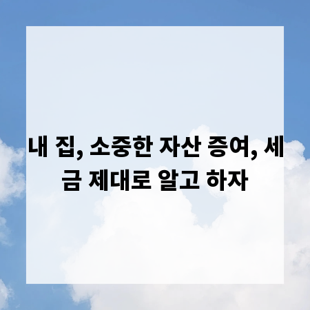 내 집, 소중한 자산 증여, 세금 제대로 알고 하자
