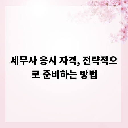 세무사 응시 자격, 전략적으로 준비하는 방법