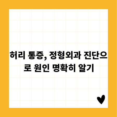 허리 통증, 정형외과 진단으로 원인 명확히 알기