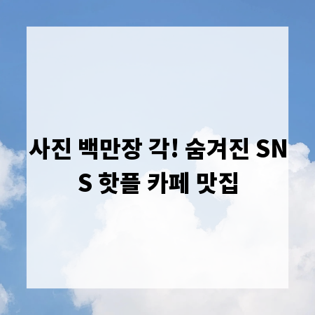 사진 백만장 각! 숨겨진 SNS 핫플 카페 맛집