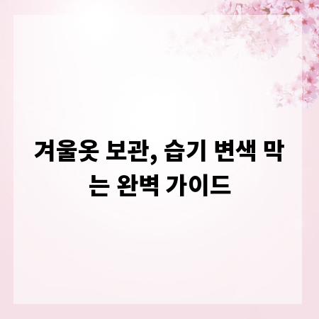 겨울옷 보관, 습기 변색 막는 완벽 가이드