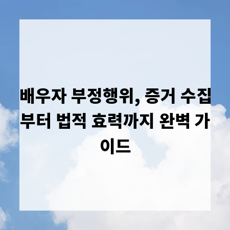 배우자 부정행위, 증거 수집부터 법적 효력까지 완벽 가이드