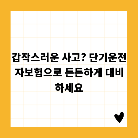 갑작스러운 사고? 단기운전자보험으로 든든하게 대비하세요
